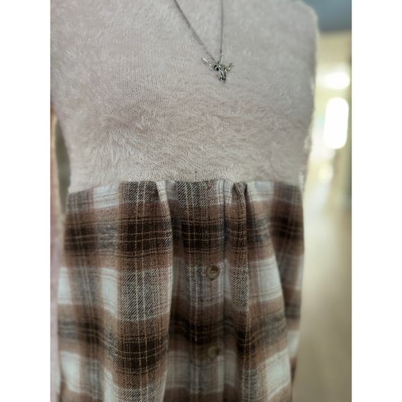 Upcycled Princess Polly Sweater and Flannel = Tunic Size S - 1 DAY QUICK SHIP - Picture 4 of 4